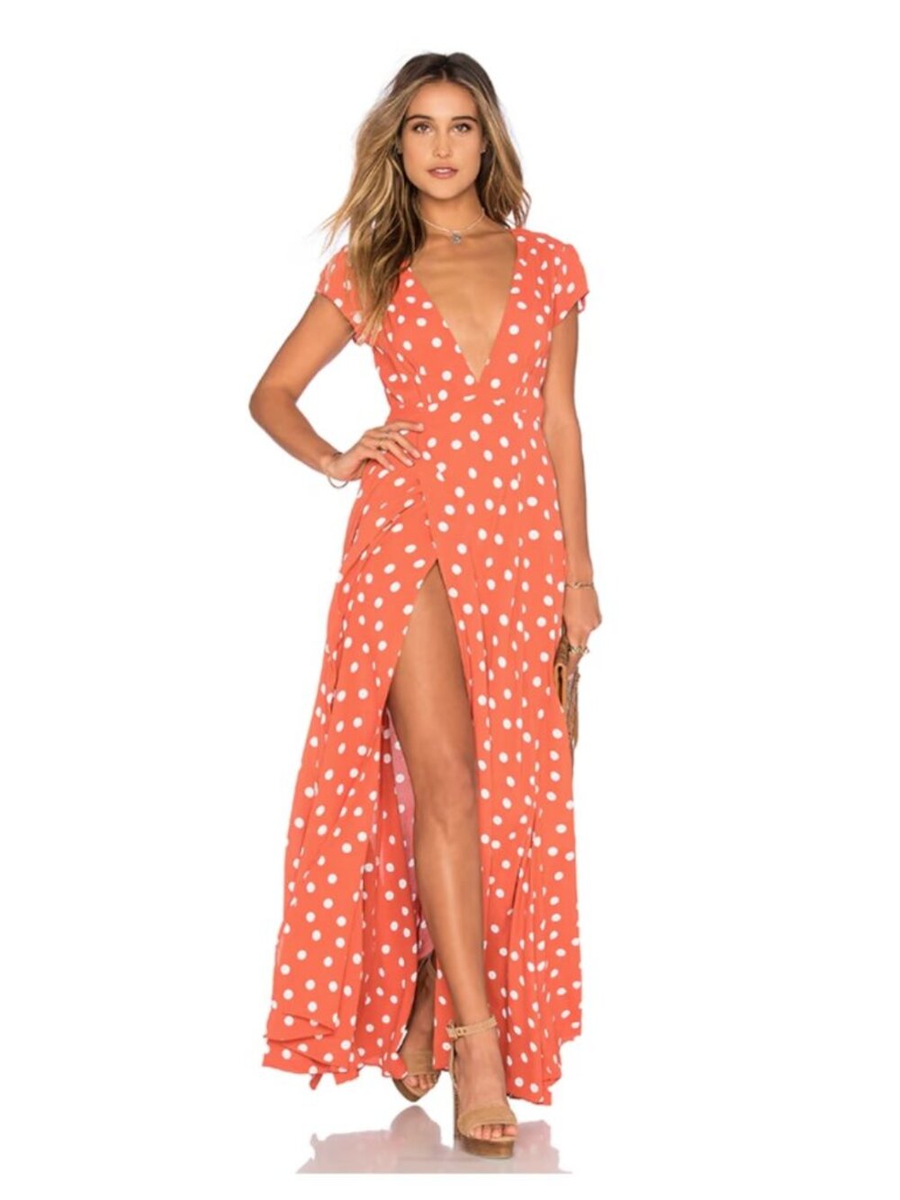 TULAROSA POlka Dot Sid wrap dress sz S maxi